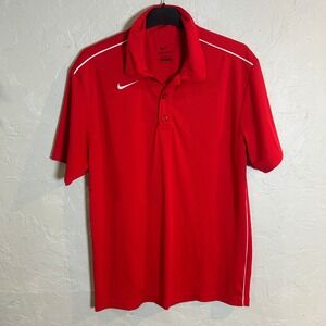 Nike‎ Dri Fit Men's Red Short Sleeve Athletic Polo Shirt Size S